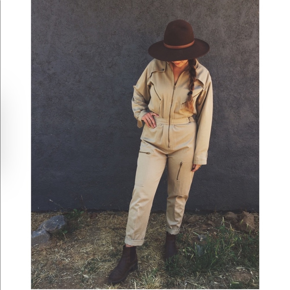 Vintage Tan zipper coveralls
